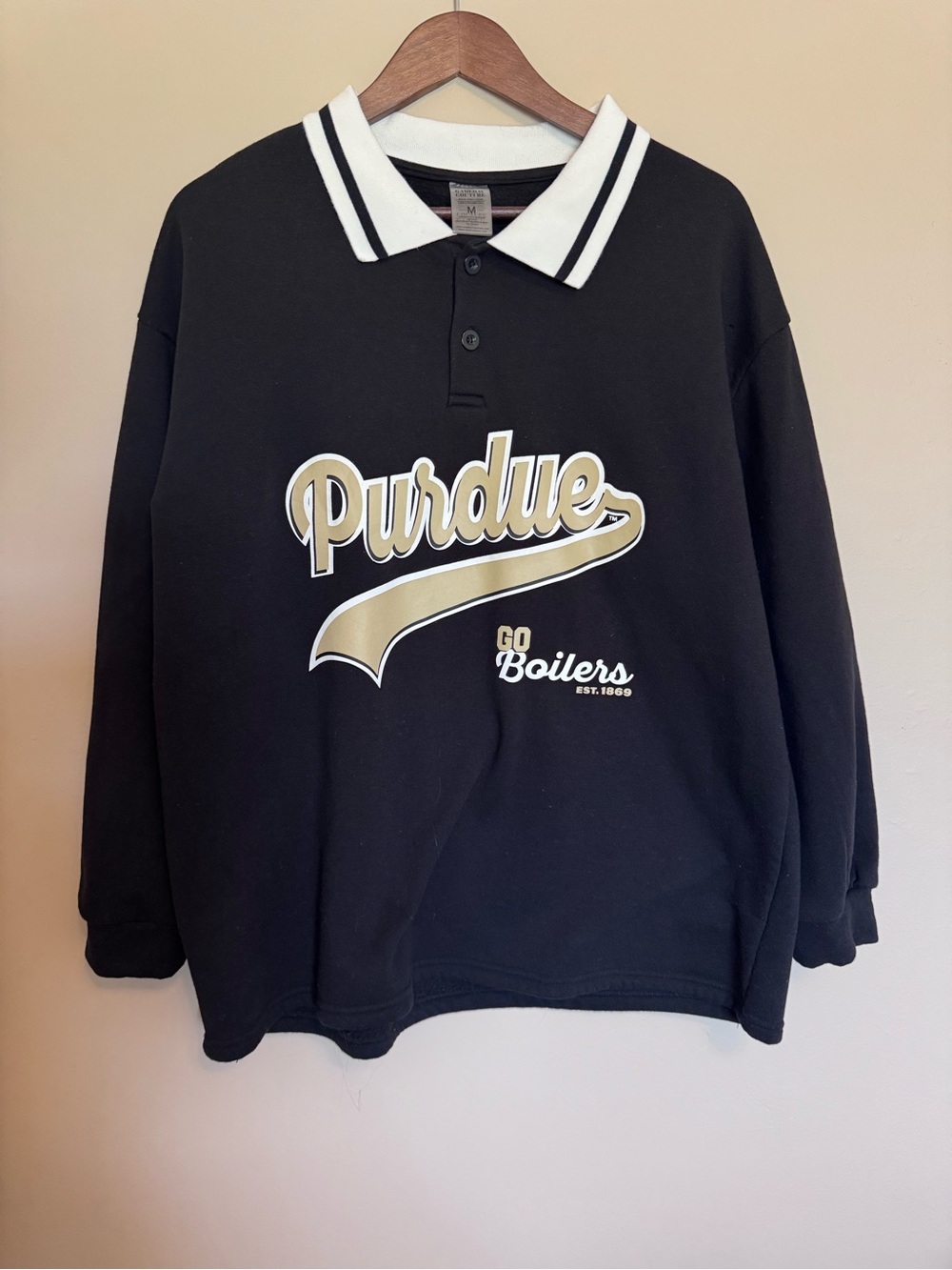 Purdue Black & Gold Polo-Style Sweatshirt